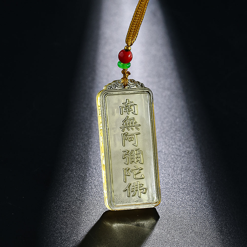 Amitabha Glass Pendant | Luminous Mantra Talisman