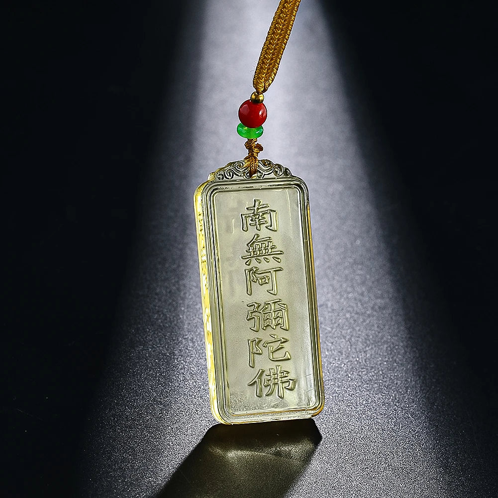 Amitabha Glass Pendant | Luminous Mantra Talisman