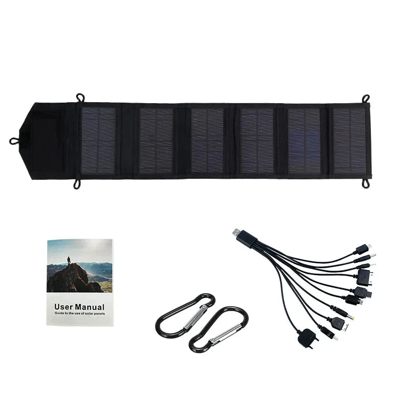 ☀️ 6-Fold 20W/h Foldable Solar Panel – USB 5V DC Charger for Phones, Power Banks & Off-Grid Mobile Power