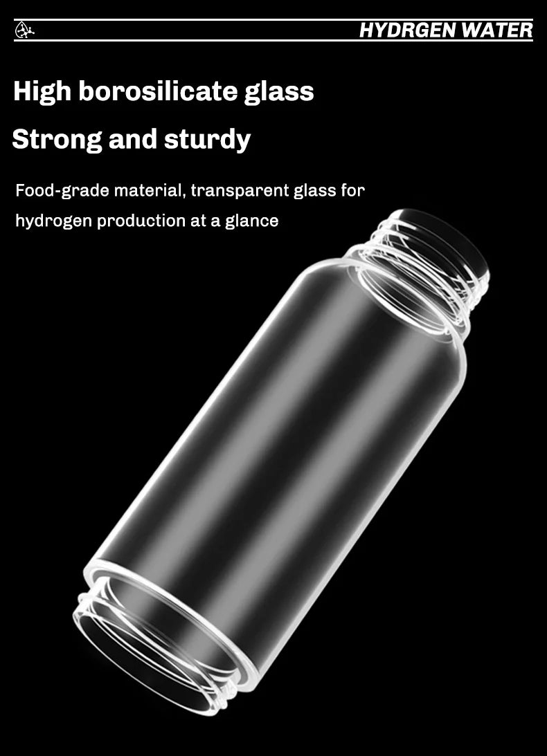 Portable Hydrogen-Rich Water Generator Bottle – USB Rechargeable, 420ml Borosilicate Glass
