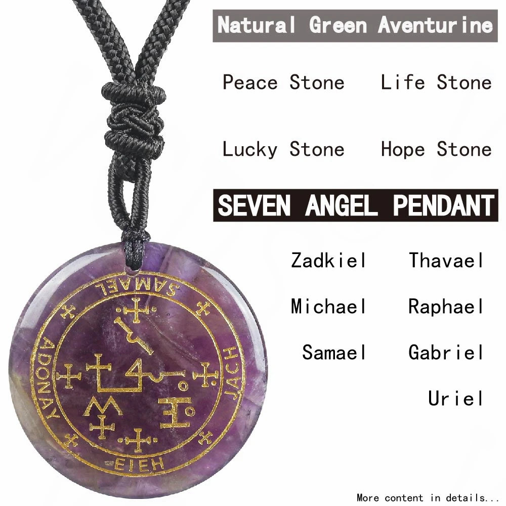 🜂 Seven Archangels Amulet | Seal of Solomon in Natural Amethyst or Clear Quartz