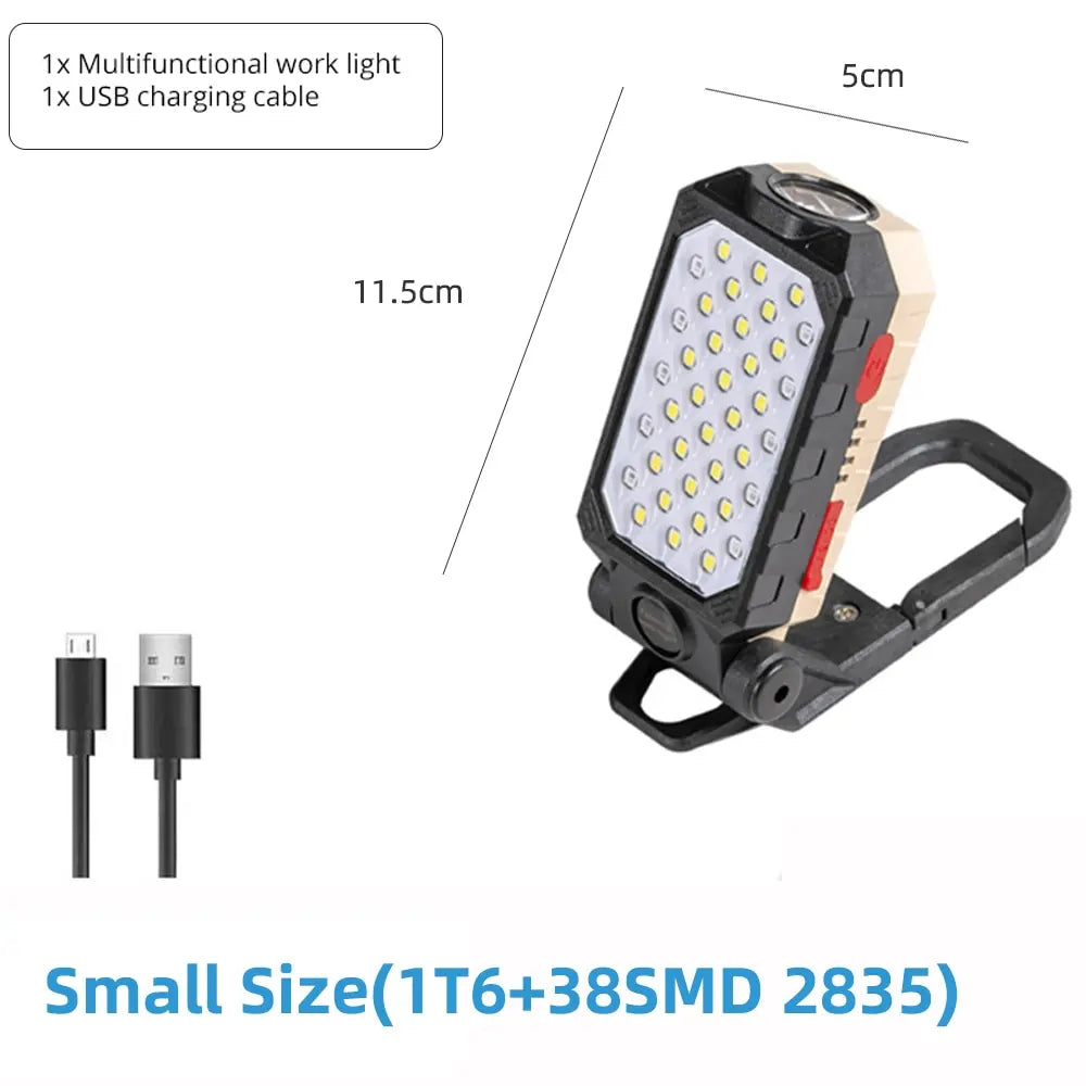 🔦 RxZoA High-Power Rechargeable LED Flashlight – Waterproof COB Work Light with Magnet, USB Charging & Red/Blue Emergency Beacon