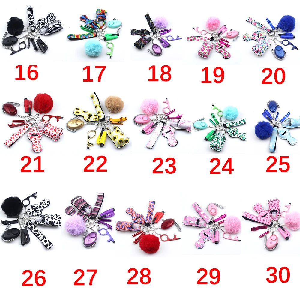 Personal Safety Survival Women Alarm Set Emergency Protection Safety defense Keychain Alarm with windows breaker