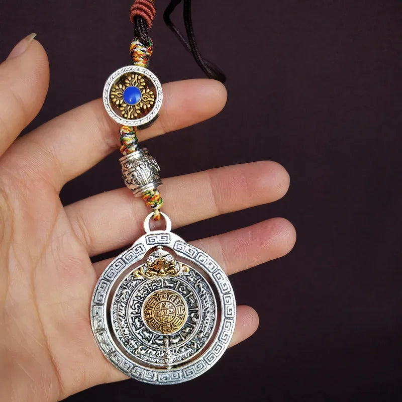 Greco-Buddhist Auspicious Amulet – Nine Palaces Eight Diagrams Mantra Card for Protection & Good Fortune