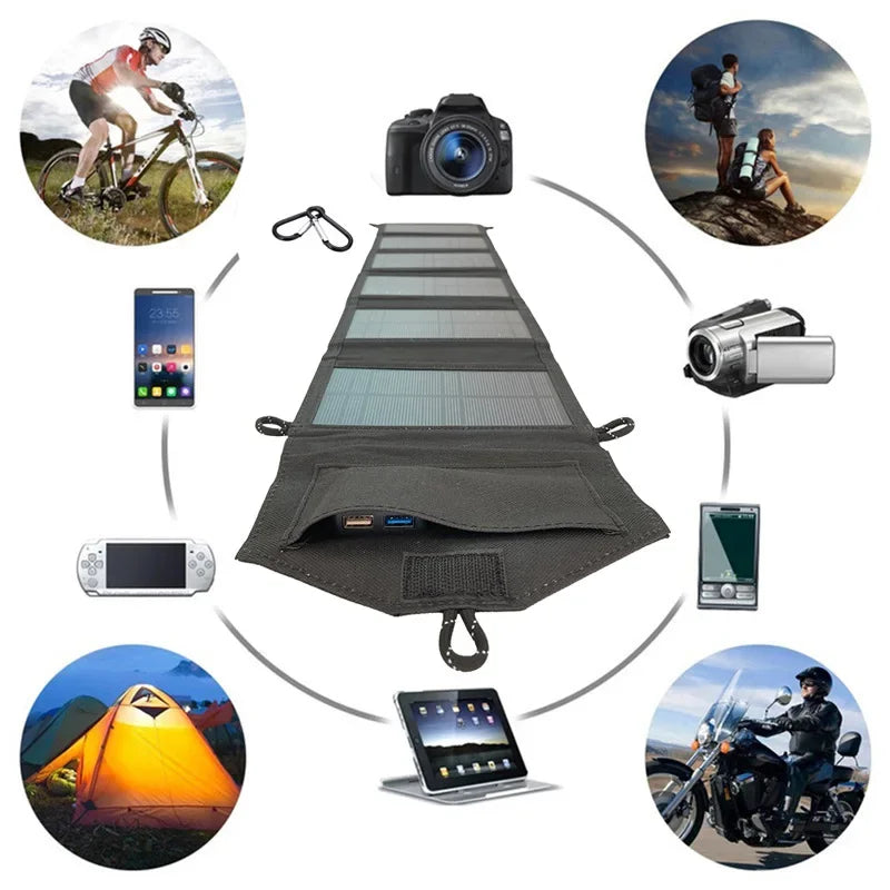 ☀️ 6-Fold 20W/h Foldable Solar Panel – USB 5V DC Charger for Phones, Power Banks & Off-Grid Mobile Power