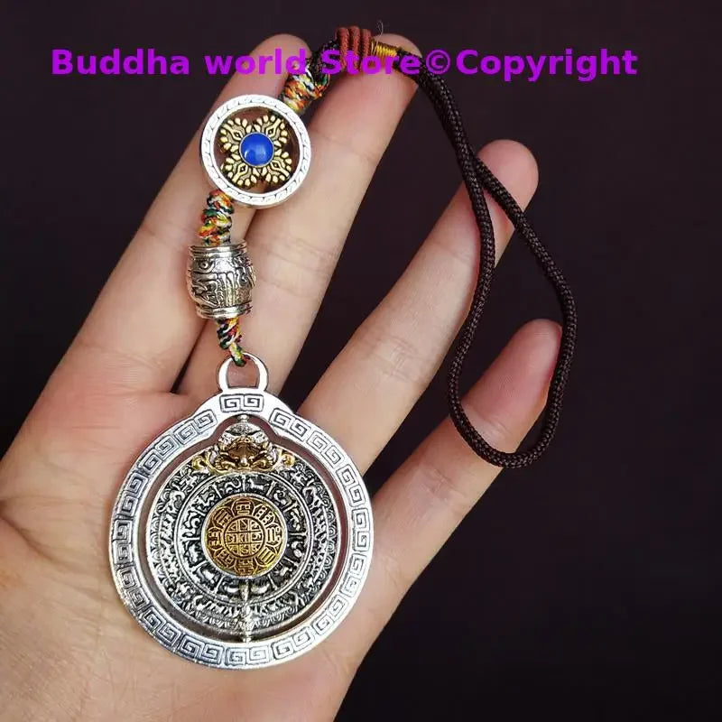 Greco-Buddhist Auspicious Amulet – Nine Palaces Eight Diagrams Mantra Card for Protection & Good Fortune