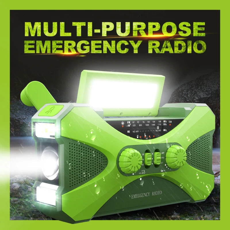 10,000mAh Emergency Weather Radio – Solar Hand Crank NOAA FM/AM/WB with LED Flashlight and Power Bank