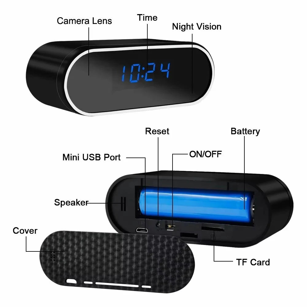 StealthGuard 4K WiFi Mini Camera Clock – Motion Detection, Infrared Night Vision & Remote Viewing