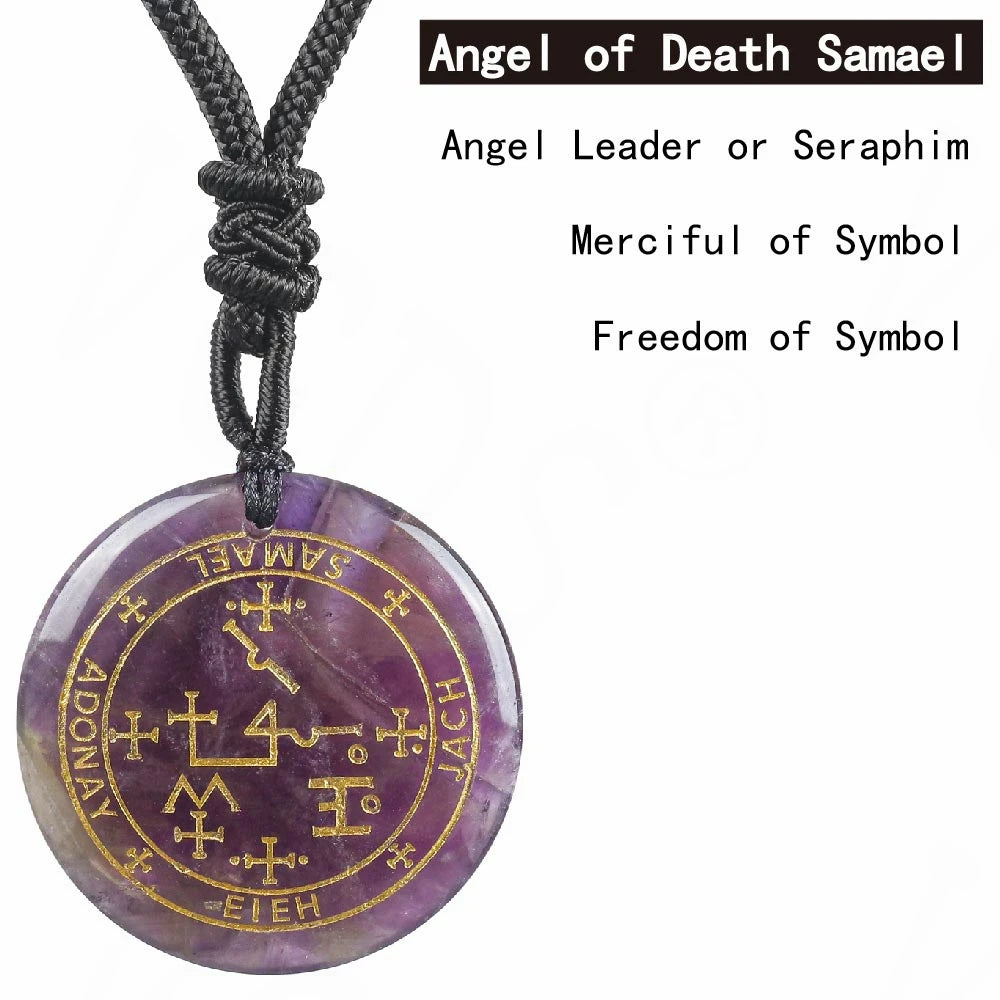 🜂 Seven Archangels Amulet | Seal of Solomon in Natural Amethyst or Clear Quartz