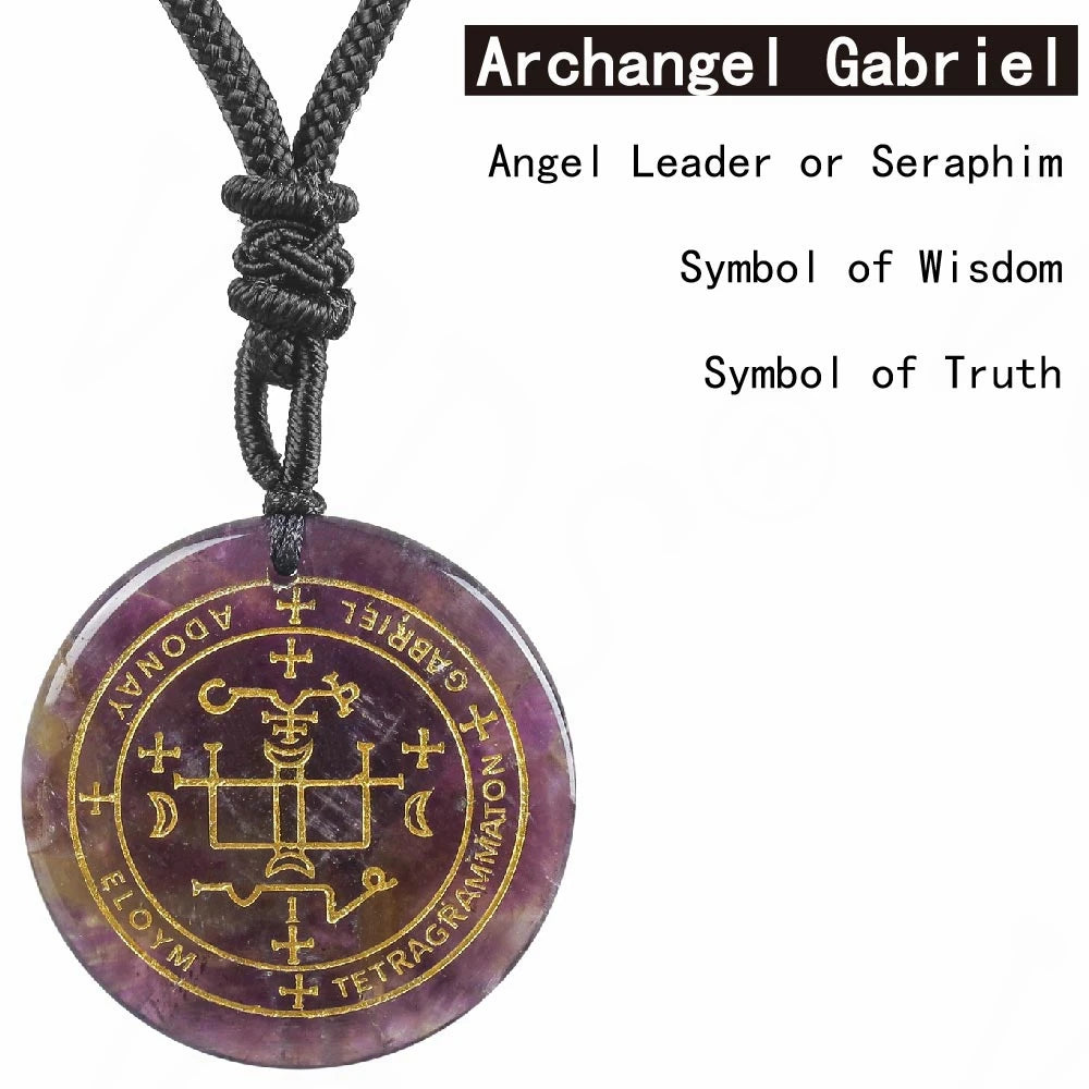 🜂 Seven Archangels Amulet | Seal of Solomon in Natural Amethyst or Clear Quartz