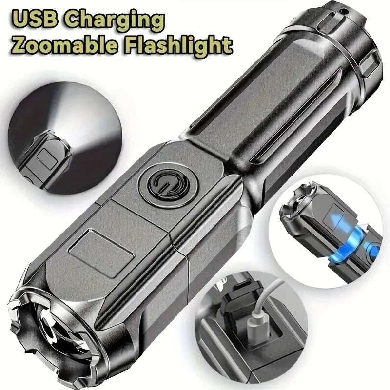 Tactical Zoomable Rechargeable LED Flashlight