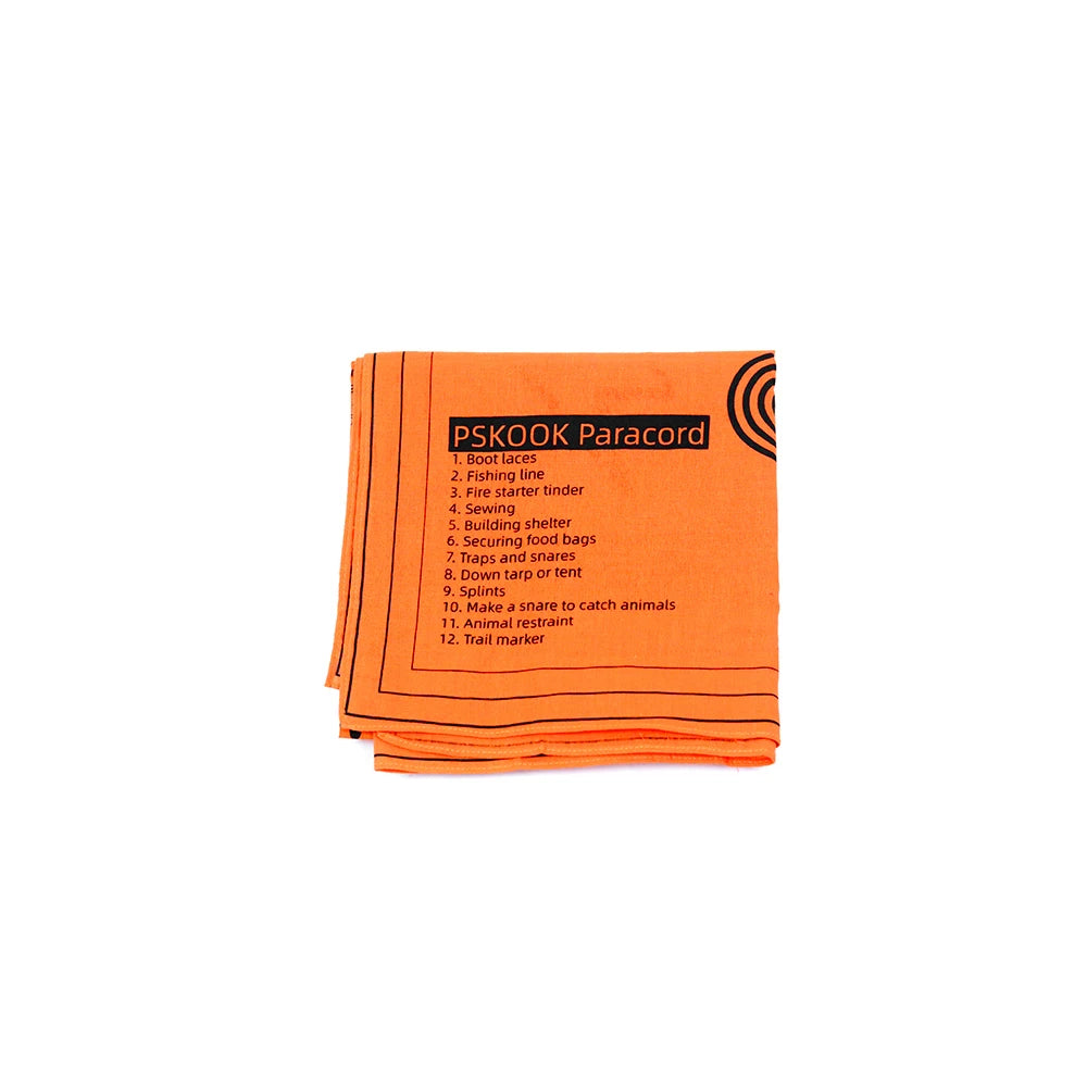 🧢 Survival Bandana – High-Vis Orange with Printed Emergency Tips