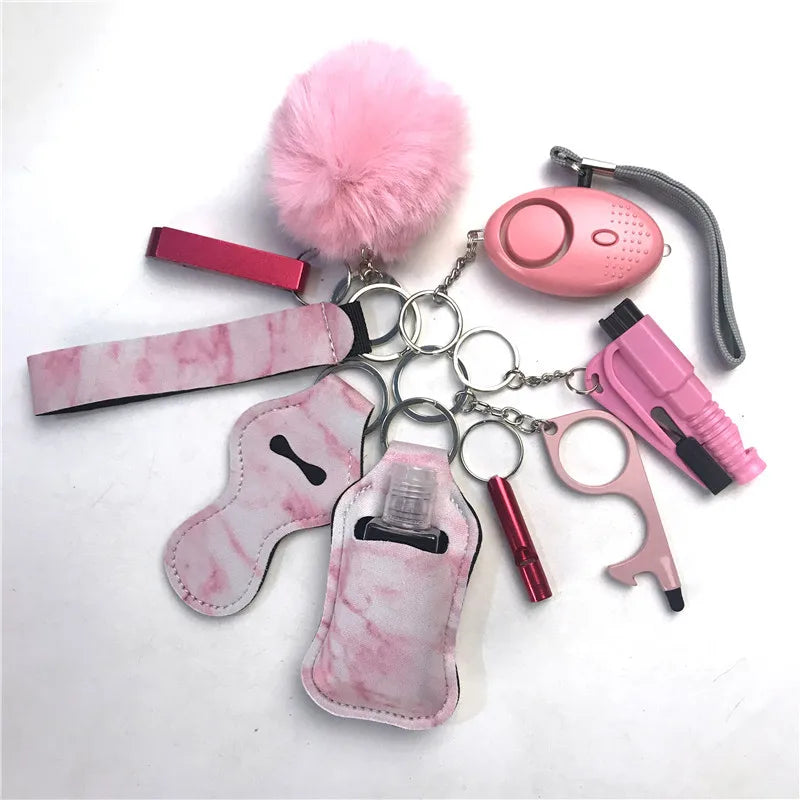 Personal Safety Survival Women Alarm Set Emergency Protection Safety defense Keychain Alarm with windows breaker