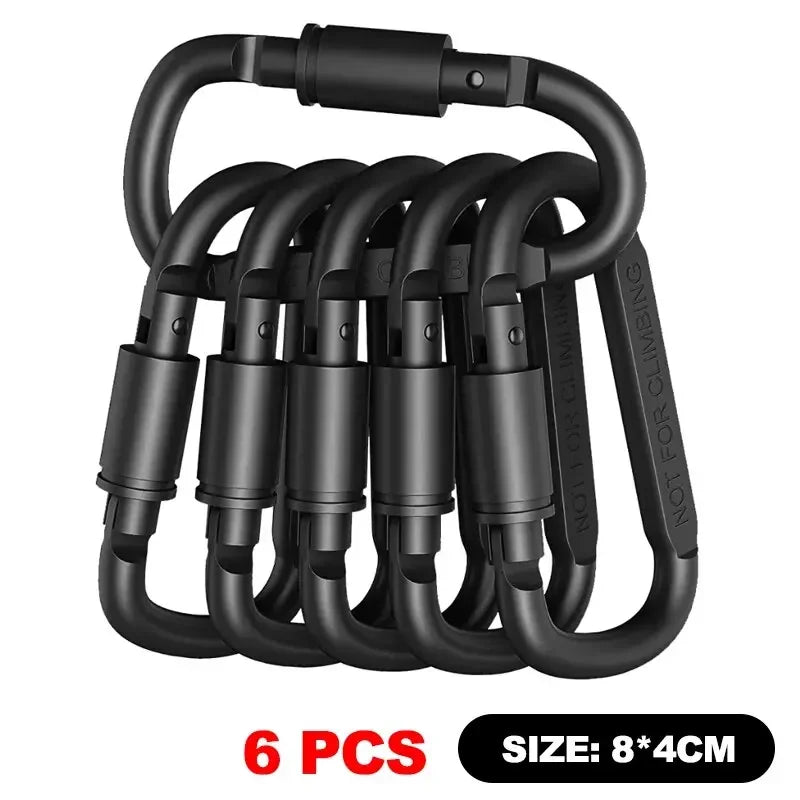 6-Piece Heavy-Duty Aluminum Carabiner Set (50kg Load Capacity)