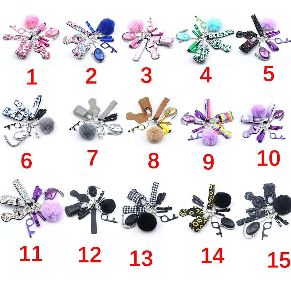 Personal Safety Survival Women Alarm Set Emergency Protection Safety defense Keychain Alarm with windows breaker