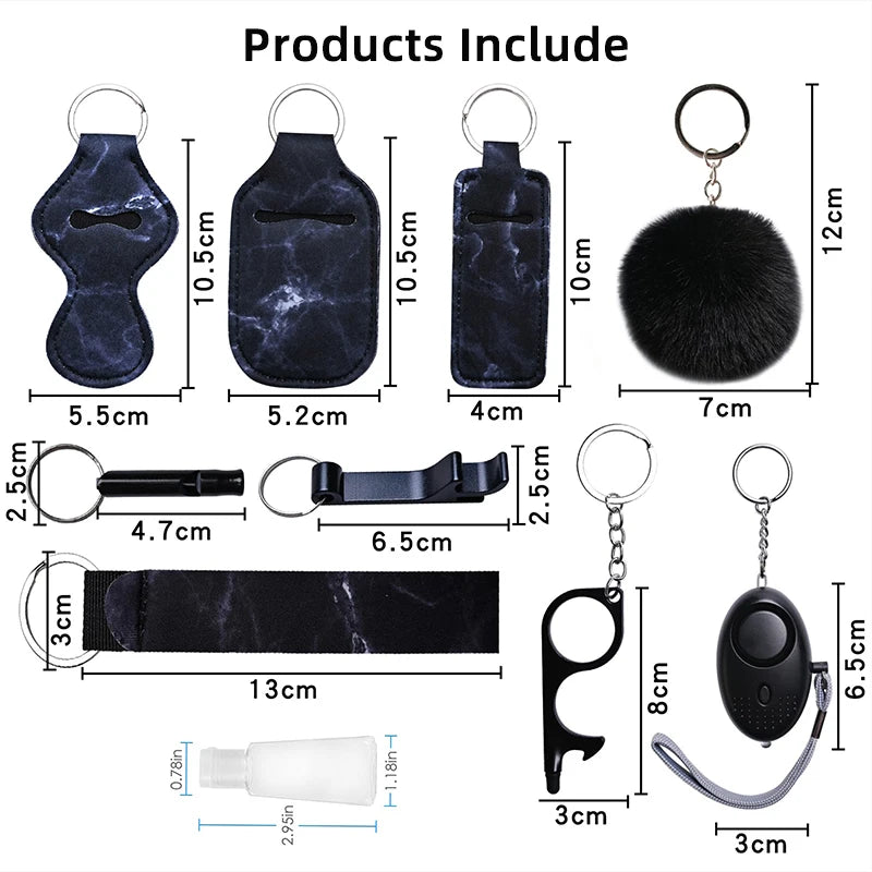 Personal Safety Survival Women Alarm Set Emergency Protection Safety defense Keychain Alarm with windows breaker