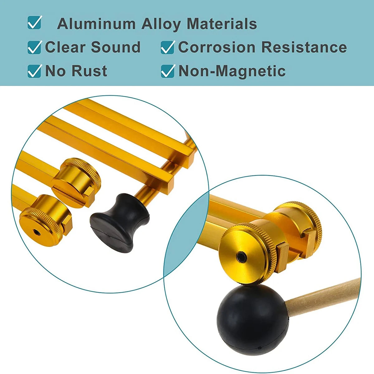 Sound Therapy Gold Tuning Fork Set (128Hz, 256Hz, 512Hz)