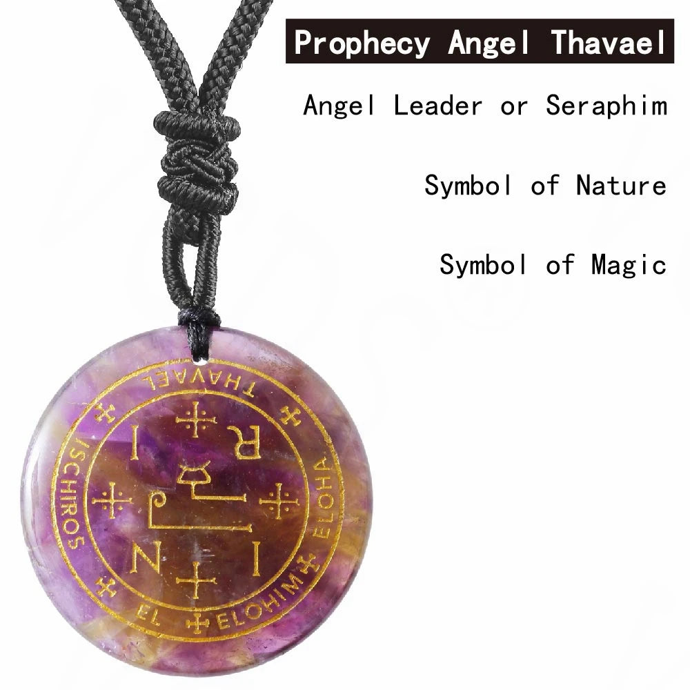 🜂 Seven Archangels Amulet | Seal of Solomon in Natural Amethyst or Clear Quartz