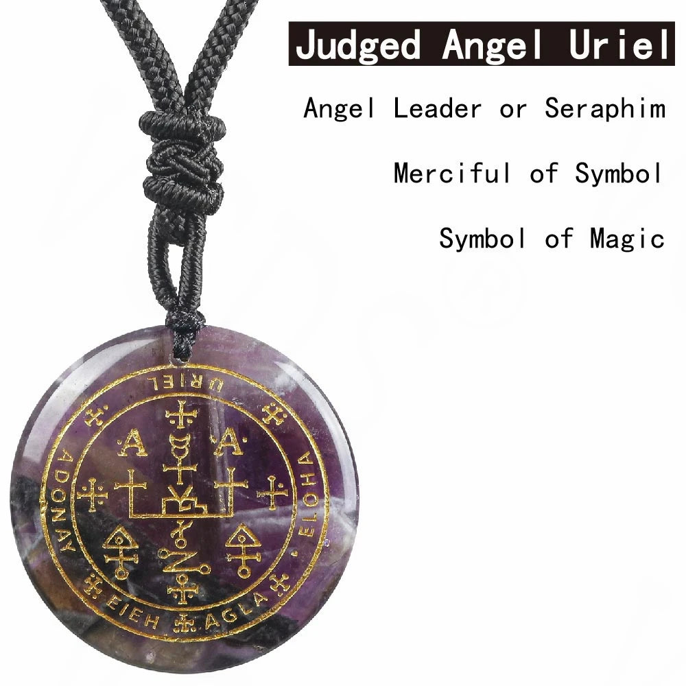 🜂 Seven Archangels Amulet | Seal of Solomon in Natural Amethyst or Clear Quartz