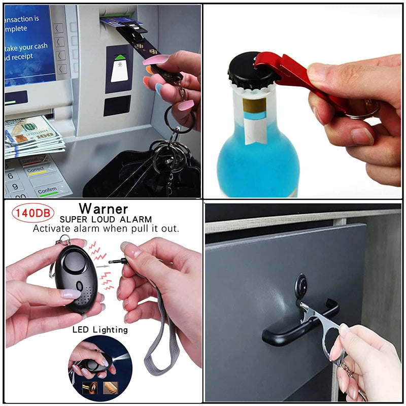 Personal Safety Survival Women Alarm Set Emergency Protection Safety defense Keychain Alarm with windows breaker