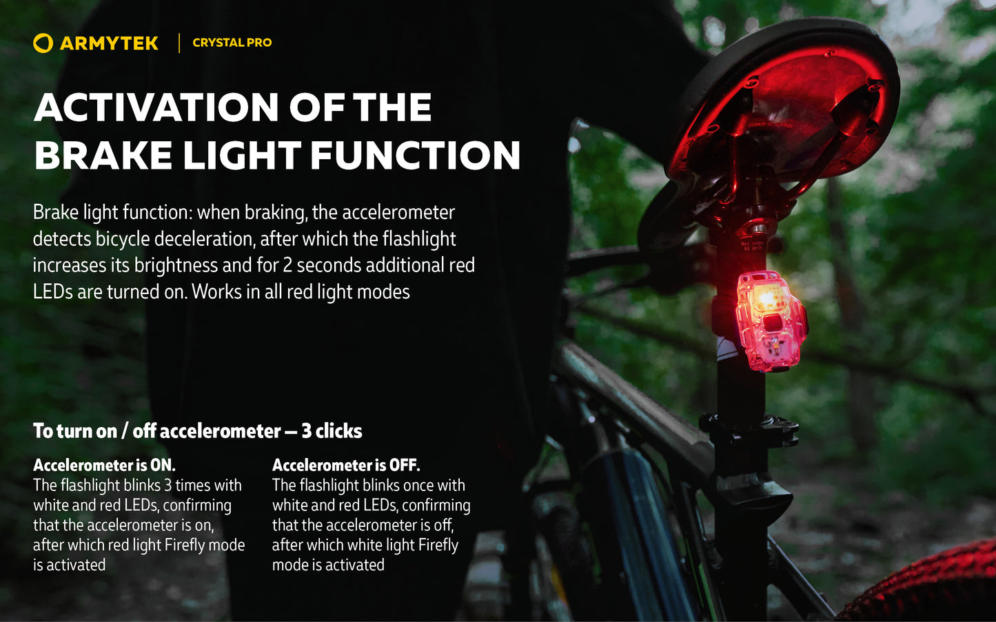 Armytek Crystal Pro 7-in-1 Multi-Function Flashlight – White/Red Light, Motion-Sensing Brake Mode, IP67 Waterproof