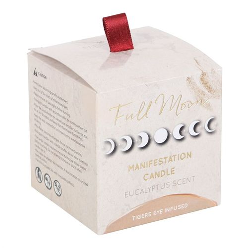 Full Moon Manifestation Candle with Tiger’s Eye – Eucalyptus Clarity & Lunar Power