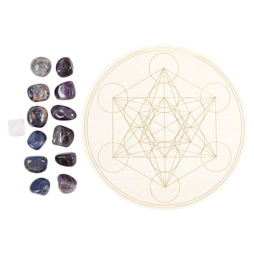 Metatron’s Cube Crystal Grid Set – Gateway to Sleep & Stillness