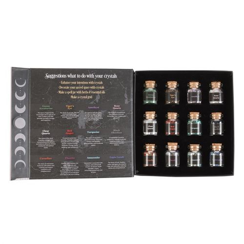 Crystal Chip Bottle Spell Set – 12 Stones to Amplify Your Magic