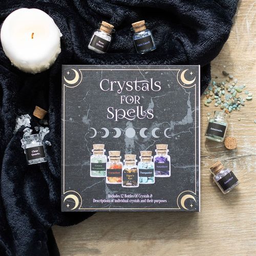 Crystal Chip Bottle Spell Set – 12 Stones to Amplify Your Magic