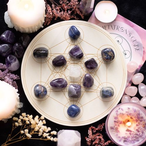 Metatron’s Cube Crystal Grid Set – Gateway to Sleep & Stillness