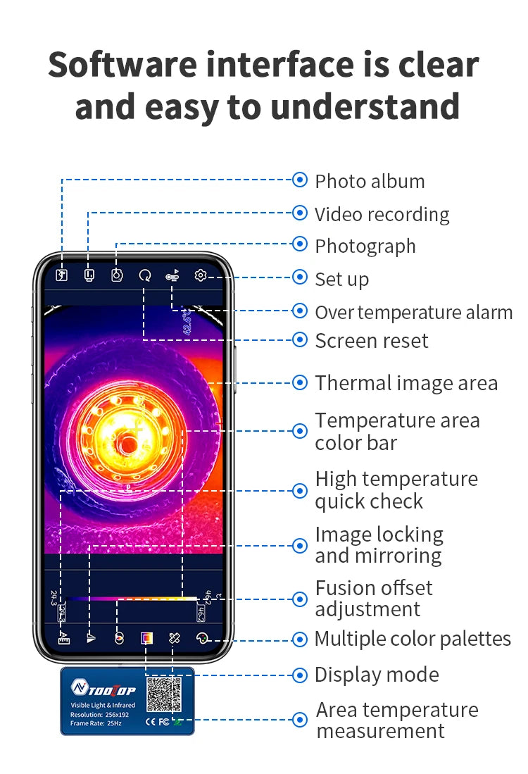 TOOLTOP T7Pro Android 256*192 Infrared Thermal Imager 12 Languages -50~600℃ Thermal Imaging Camera For Industrial Inspection