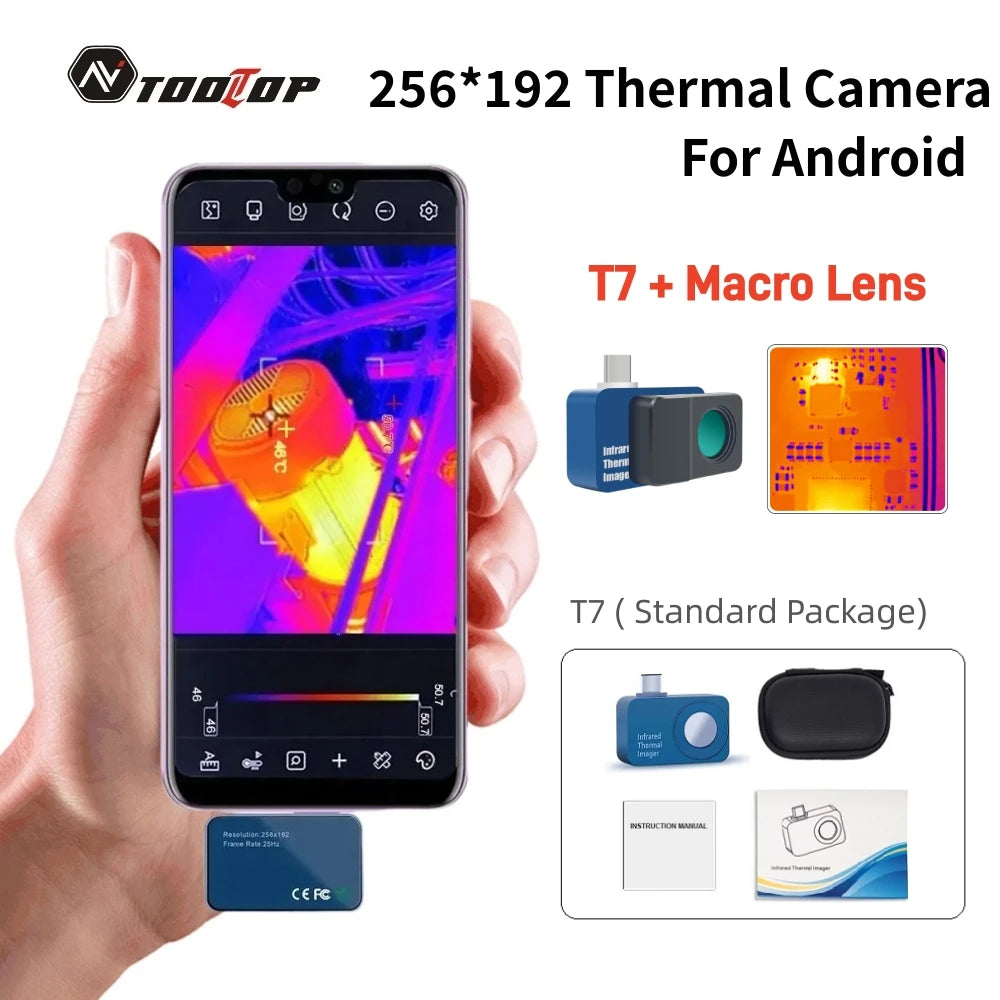 TOOLTOP T7 Mini Thermal Imager 256*192 25Hz Type-c Android Thermal Camera 15℃-600℃ Heating Detect Electrical Maintenance