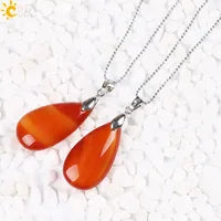 CSJA 7 Chakra Divination Pendulum for Dowsing Crystal Quartz Pendulums 2021 Natural Stone Pendant Wand Pendulos Spiritual G676