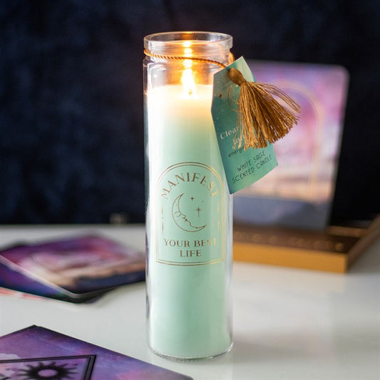 White Sage & Clear Quartz Tube Candle – Clarity, Cleansing & Conscious Manifestation