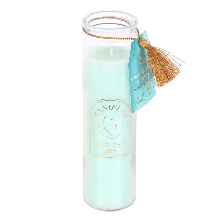 White Sage & Clear Quartz Tube Candle – Clarity, Cleansing & Conscious Manifestation