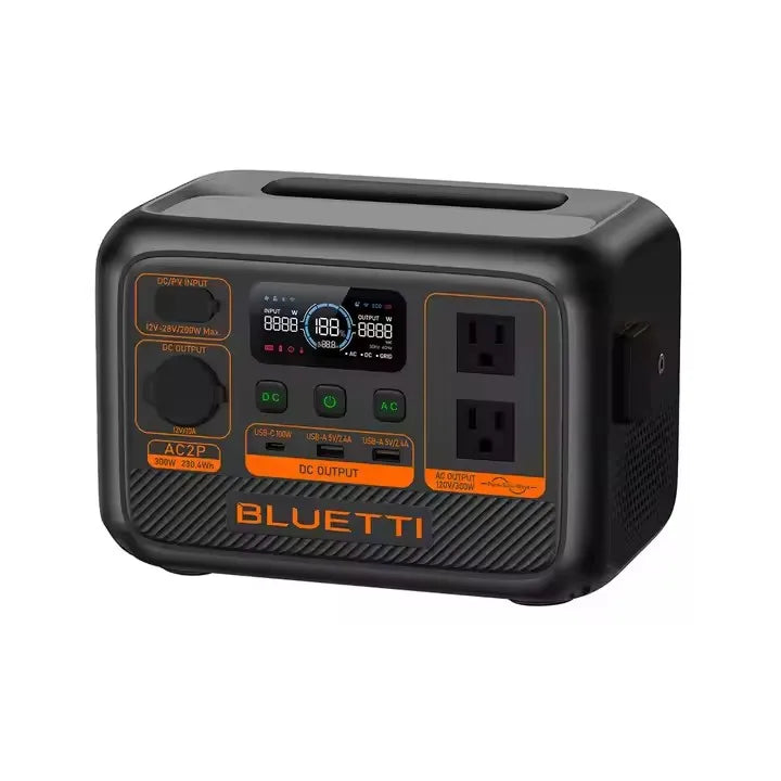 BLUETTI AC2P Portable Power Bank – 230Wh Mini Solar Generator (300W Output, LiFePO₄, UK-Compatible)