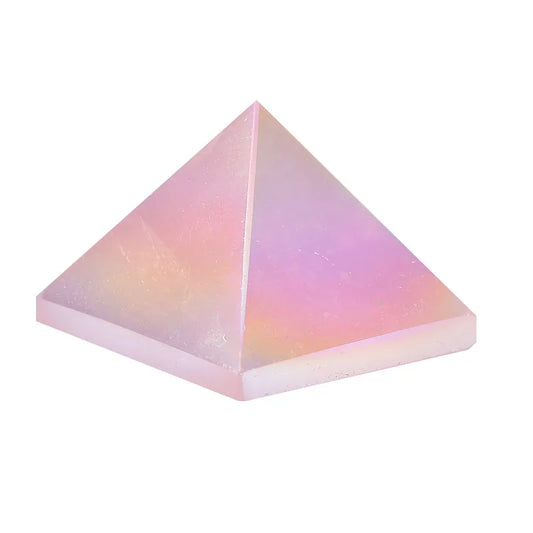 Natural Aura Rose Quartz Crystal Energy Healing Pyramid