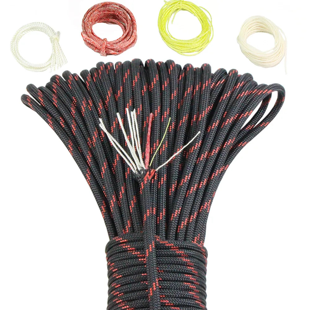 10 Strand Multifunctional Paracord 650 Military 4mm Parachute Camping Survival With Fishing Line Copper Wire And Fire Wire