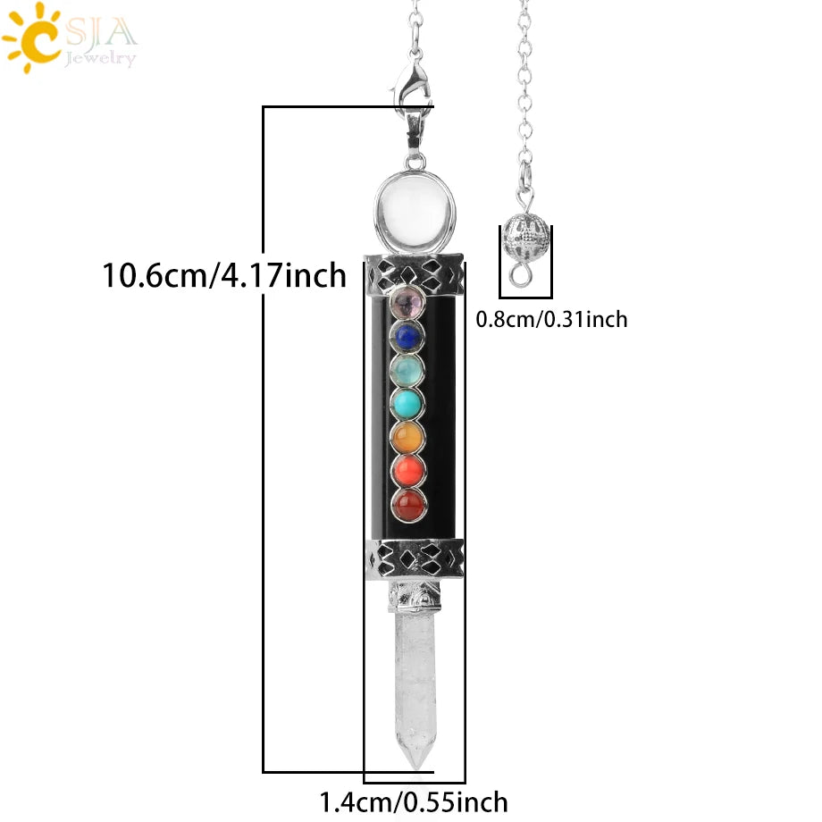 CSJA 7 Chakra Divination Pendulum for Dowsing Crystal Quartz Pendulums 2021 Natural Stone Pendant Wand Pendulos Spiritual G676