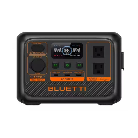 BLUETTI AC2P Portable Power Bank – 230Wh Mini Solar Generator (300W Output, LiFePO₄, UK-Compatible)