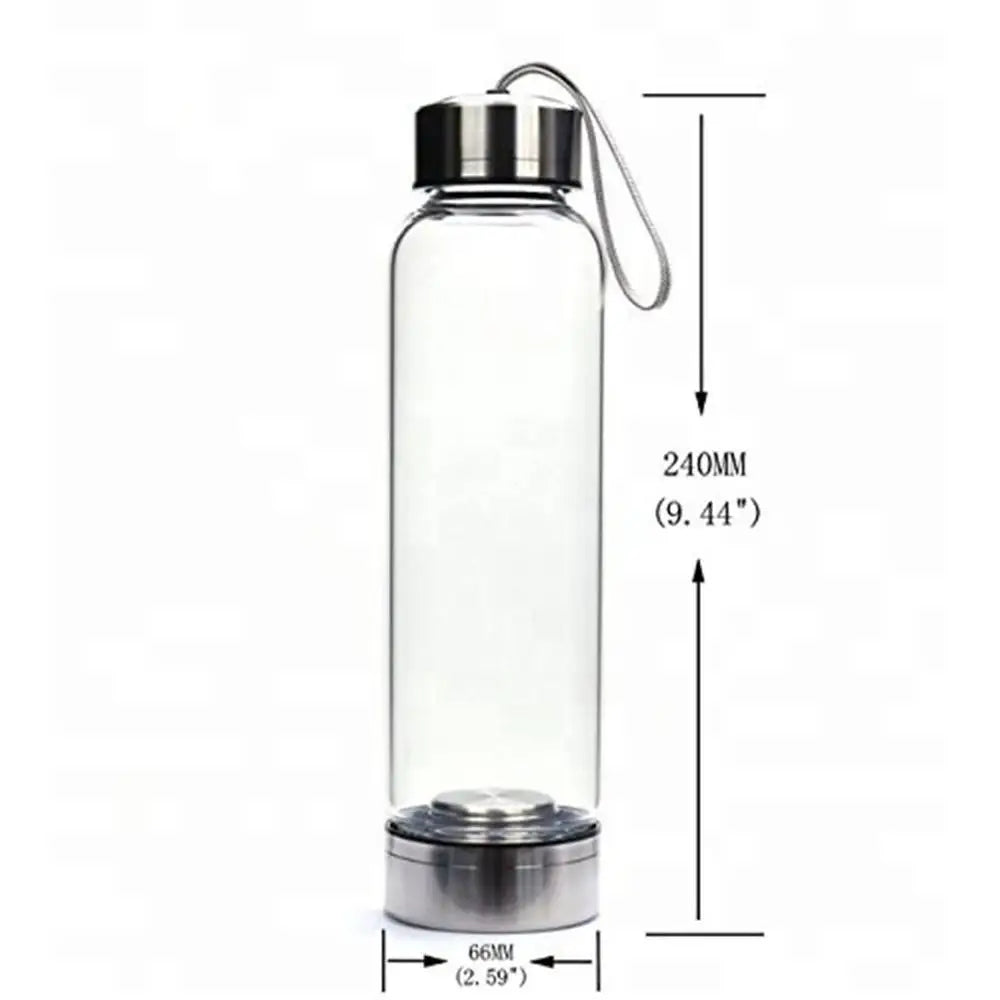 2021 New 500ML Natural Gemstone Glass Water Bottle for Direct Drinking Crystal Rod Cup Glass Bottle with Rope Glass Bottle