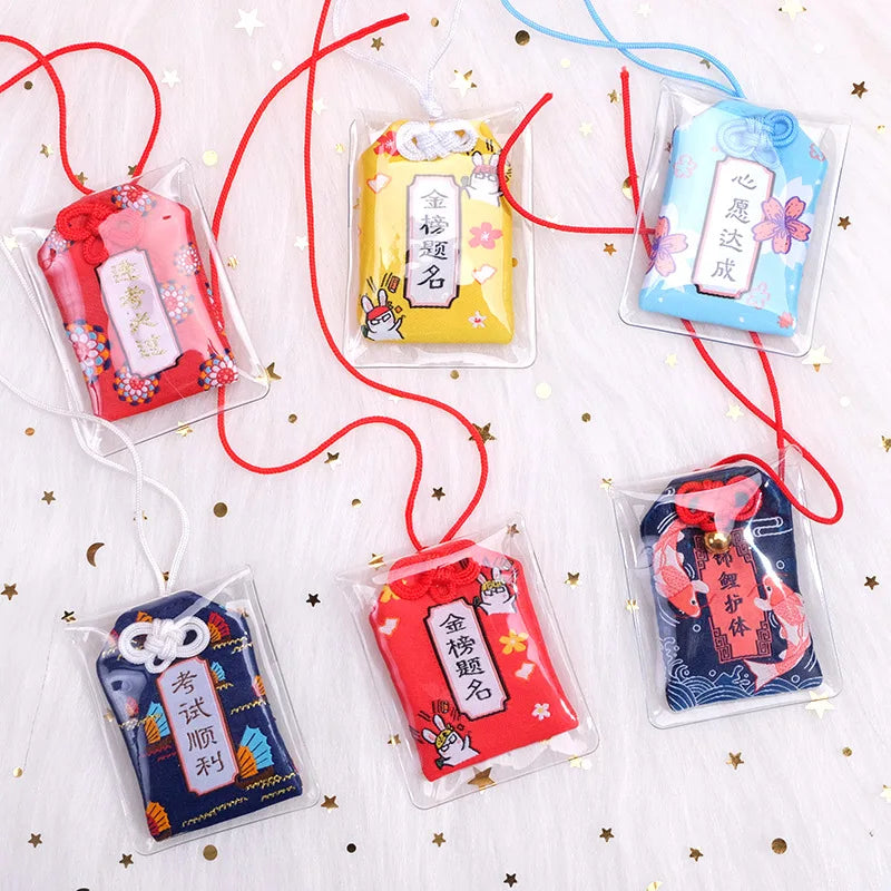 Japanese Prayer Omamori Pray Fortune Beauty Health Safety Lucky Charms Wealth Bag Guard Talisman Pendant Keychain Couple Gift