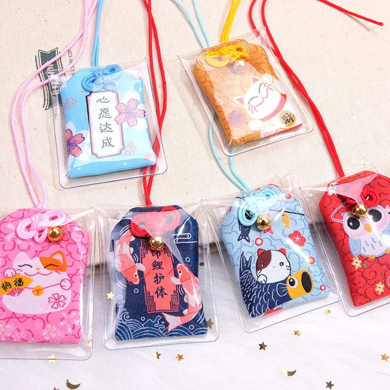 Japanese Prayer Omamori Pray Fortune Beauty Health Safety Lucky Charms Wealth Bag Guard Talisman Pendant Keychain Couple Gift