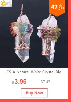 CSJA 7 Chakra Divination Pendulum for Dowsing Crystal Quartz Pendulums 2021 Natural Stone Pendant Wand Pendulos Spiritual G676