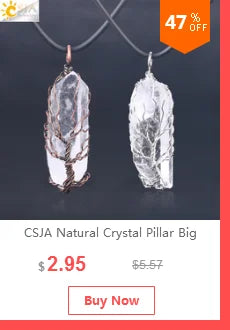 CSJA 7 Chakra Divination Pendulum for Dowsing Crystal Quartz Pendulums 2021 Natural Stone Pendant Wand Pendulos Spiritual G676