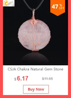 CSJA 7 Chakra Divination Pendulum for Dowsing Crystal Quartz Pendulums 2021 Natural Stone Pendant Wand Pendulos Spiritual G676