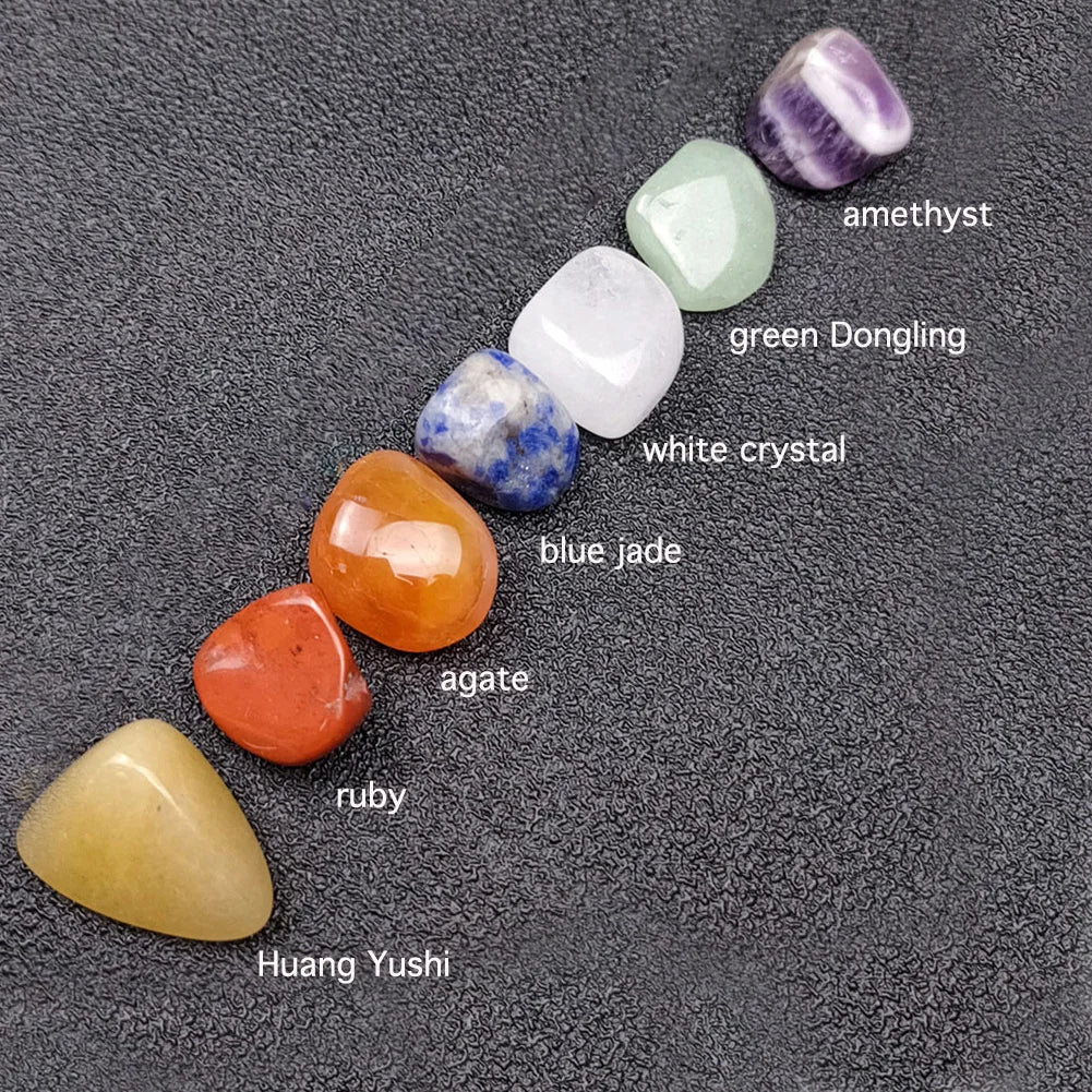 Seven Chakra Hexagonal Column Point Wand Natural Crystal Power Healing Stone Set Amethyst Clear Quartz Healing Gemstones Crafts