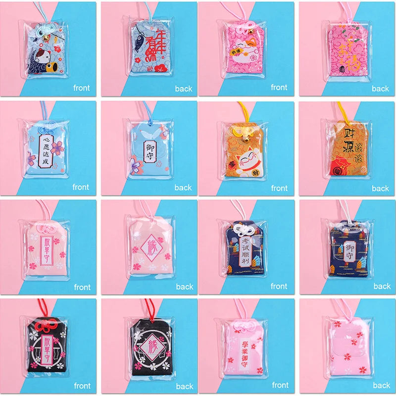 Japanese Prayer Omamori Pray Fortune Beauty Health Safety Lucky Charms Wealth Bag Guard Talisman Pendant Keychain Couple Gift