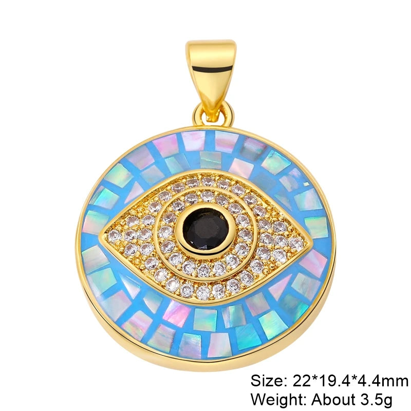 Juya Handmade 18K Real Gold Plated Hamsa Fatima Hand Greek Evil Eye Charms For DIY Trendy Enamel Pendant Talisman Jewelry Making