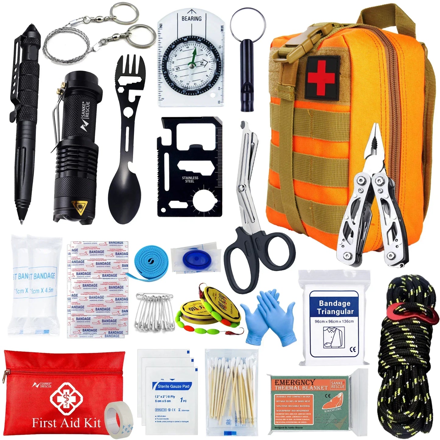 First Aid Kit in The Car Acessories Survival Kits Camping Equipments Survival Bag Self-defense EDC Pouch Ifak Outdoor Emergency